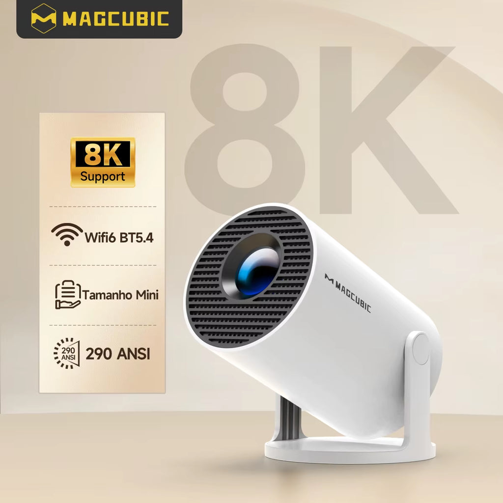 Projector Android14 8K 1280*720P HY300 Pro Dual Wifi 290ANSI 180 Flexible BT5.4 Cinema Outdoor Portable Projetor
