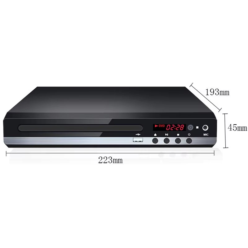 Home DVD Player VCD CD Disc Media Player Machine with AV Output Remote USB Mic Full HD 1080P Home DVD Player Box Multimedia