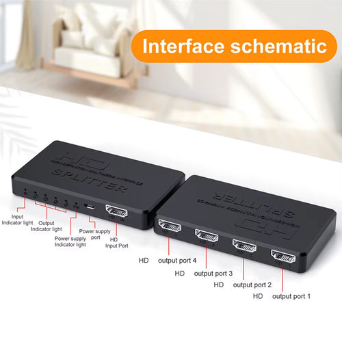 4K Hdmi-Compatible Splitter 1X2 Video Distributor Switch Amplifier 1080P Dual Display for PS3 PC Laptop Monitor Projector