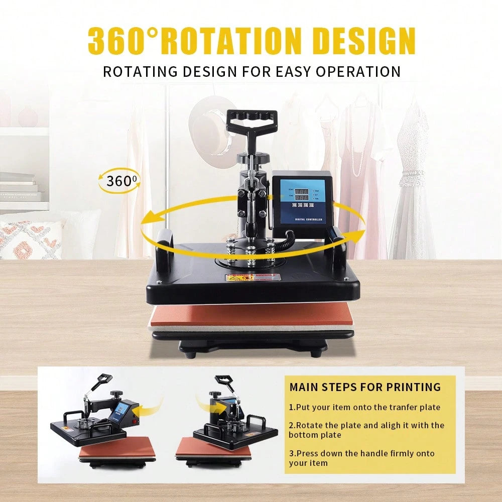 Cheap 30*38CM 8 in 1 Combo Heat Press Machine Sublimation Printer 2D Heat Transfer Machine for Cap Mug Plate Tshirts CE Approved
