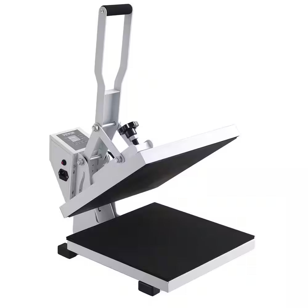 Heat Press Machine 15 In. X 15 In. Digital Heat Transfer Machine with Teflon Coated Clamshell Sublimation Transfer,White