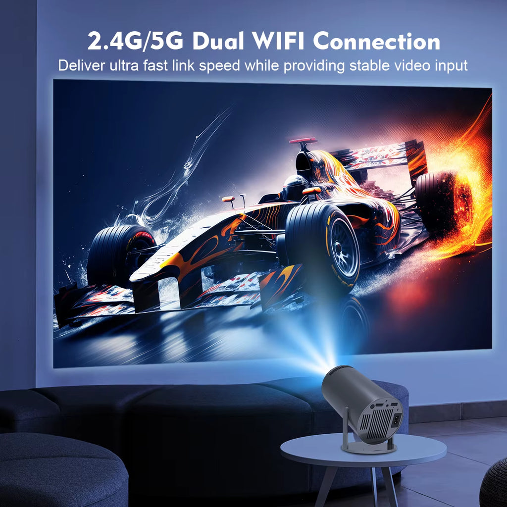 Projector Android14 8K 1280*720P HY300 Pro Dual Wifi 290ANSI 180 Flexible BT5.4 Cinema Outdoor Portable Projetor