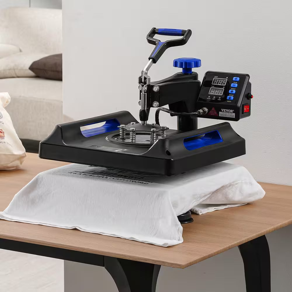 Heat Press Machine, 15 X 15 In. 5 in 1 Heat Transfer Machine with 30 Oz. Tumbler Press,Black+Blue
