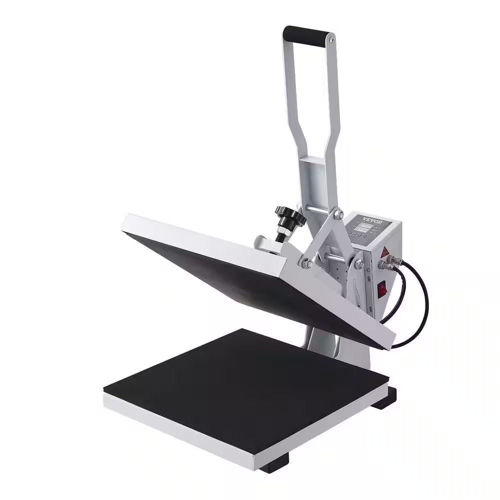 Heat Press Machine 15 In. X 15 In. Digital Heat Transfer Machine with Teflon Coated Clamshell Sublimation Transfer,White