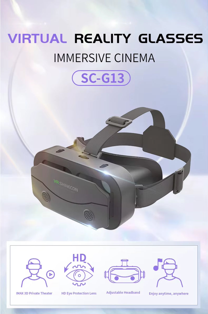 SHINECON 3D Helmet VR Glasses 3D Glasses Virtual Reality Glasses VR Headset for Google Cardboard 5-7' Mobile with Original Box