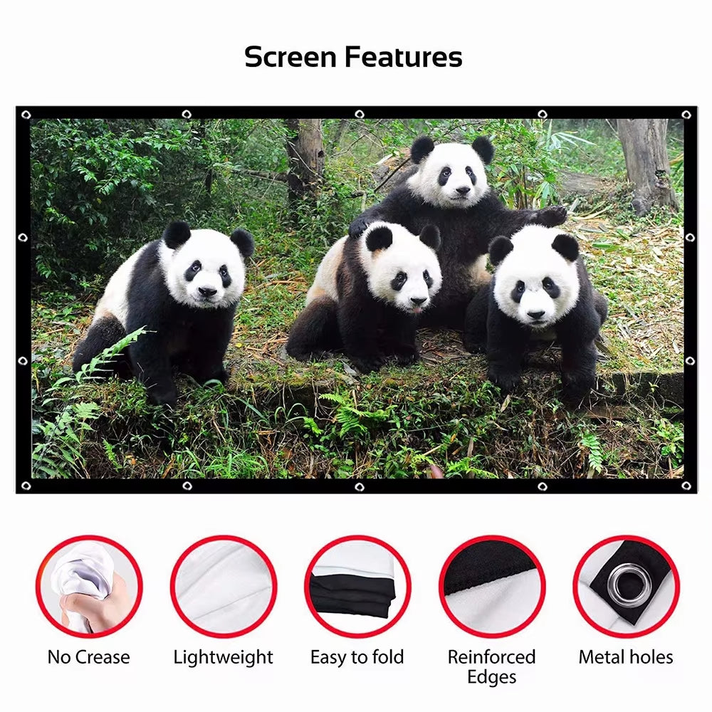 Projection Screen Portable Projector Screen 100 Inch 120 Inch 150 Inch 16:9,Outdoor Movie Screen for Travel Home Theater